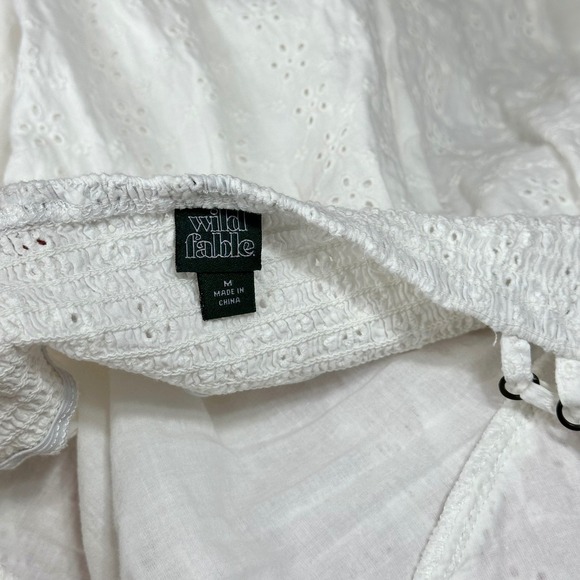 Wild‎ Fable White Eyelet Cami Babydoll Mini Short Dress Ruffle Hem Medium - Picture 5 of 10